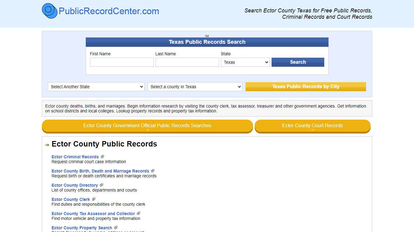 Ector County Texas Free Public Records - Court Records ...