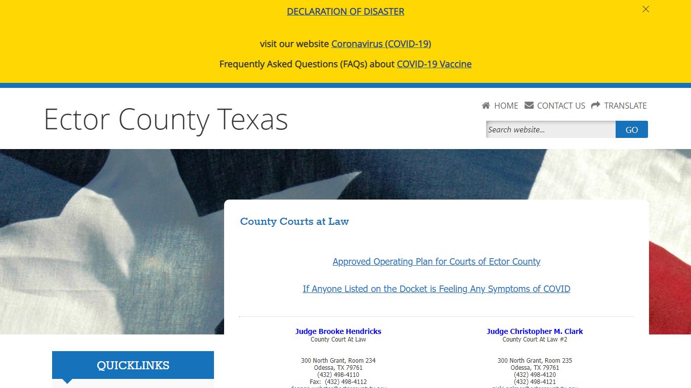 Welcome to Ector County Courts at Law Webpage!
